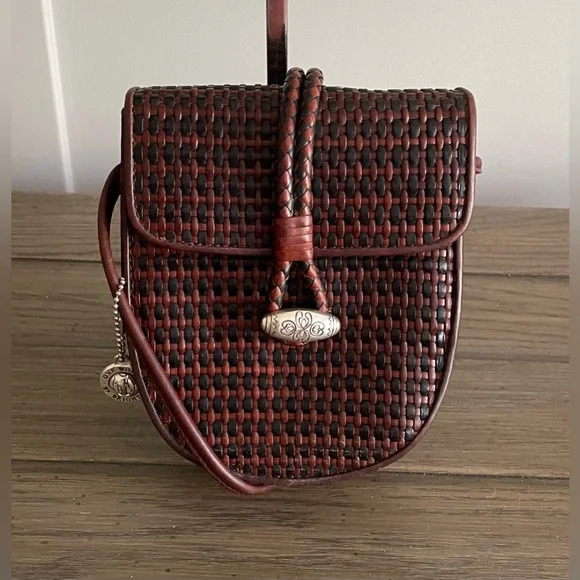 EUC, Brighton One World, Brown Woven Leather Crossbody - Picture 1 of 8